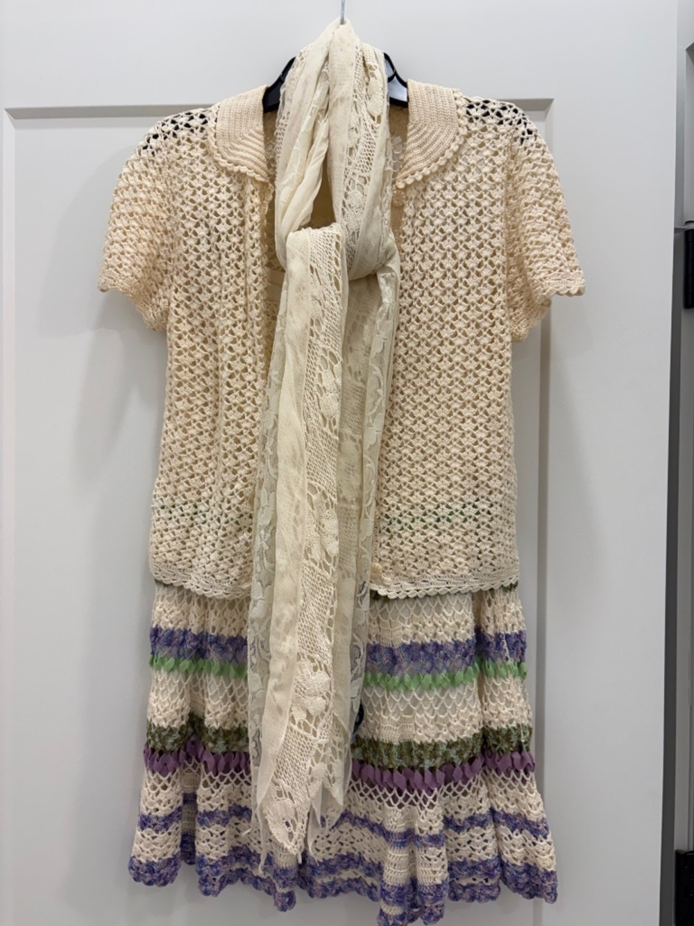 CYNTHIA STEFFE Crochet Lined Skirt and Top; Size: XS
